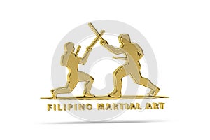 Golden 3d Arnis icon - Filipino martial art - isolated on white background