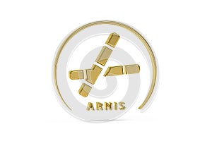 Golden 3d Arnis icon - Filipino martial art - isolated on white background