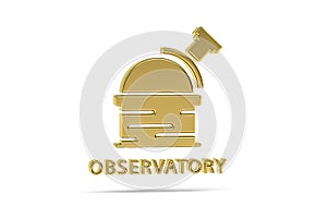 Golden 3d astronomy icon isolated on white background