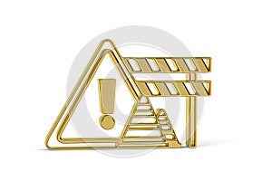 Golden 3d barricade icon isolated on white background