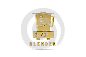 Golden 3d blender icon isolated on white background