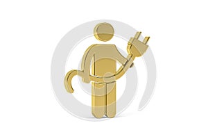 Golden 3d builder icon isolated on white background