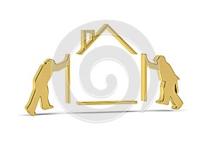 Golden 3d builder icon isolated on white background