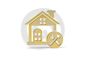 Golden 3d builder icon isolated on white background