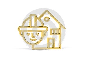 Golden 3d builder icon isolated on white background