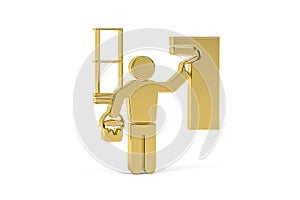 Golden 3d builder icon isolated on white background