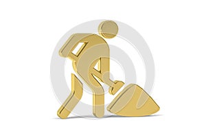 Golden 3d builder icon isolated on white background