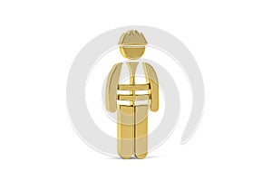 Golden 3d builder icon isolated on white background