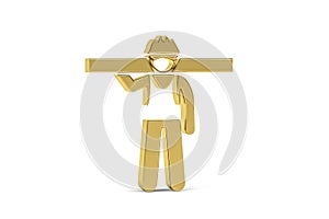 Golden 3d builder icon isolated on white background