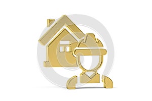 Golden 3d builder icon isolated on white background