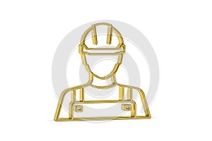 Golden 3d builder icon isolated on white background