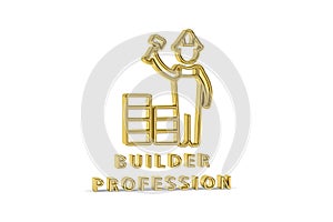 Golden 3d builder icon isolated on white background