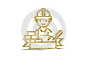 Golden 3d builder icon isolated on white background