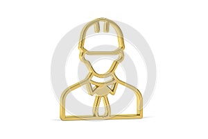 Golden 3d builder icon isolated on white background