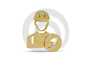 Golden 3d builder icon isolated on white background