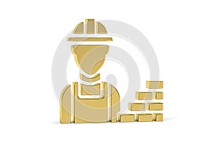 Golden 3d builder icon isolated on white background