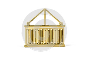 Golden 3d cargo container icon isolated on white background