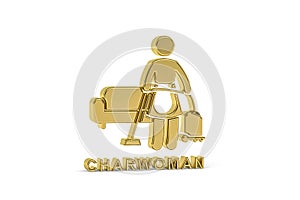 Golden 3d charwoman icon isolated on white