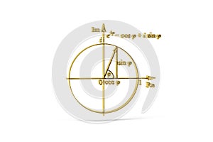 Golden 3d math formula icon isolated on white background -