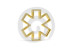 Golden 3d medical star icon isolated on white background