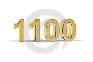 Golden 3d number 1100 - Year 1100 isolated on white background