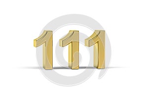 Golden 3d number 111 - Year 111 isolated on white background