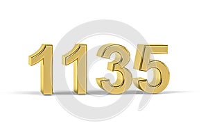 Golden 3d number 1135 - Year 1135 isolated on white background