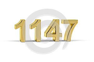 Golden 3d number 1147 - Year 1147 isolated on white background