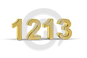 Golden 3d number 1213 - Year 1213 isolated on white background