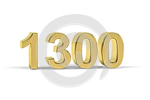 Golden 3d number 1300 - Year 1300 isolated on white background