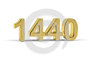 Golden 3d number 1440 - Year 1440 isolated on white background