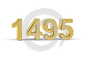 Golden 3d number 1495 - Year 1495 isolated on white background