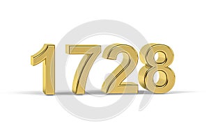 Golden 3d number 1728 - Year 1728 isolated on white background