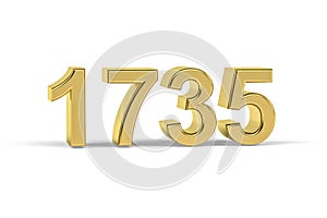 Golden 3d number 1735 - Year 1735 isolated on white background