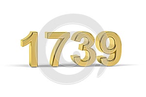 Golden 3d number 1739 - Year 1739 isolated on white background