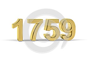 Golden 3d number 1759 - Year 1759 isolated on white background