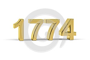 Golden 3d number 1774 - Year 1774 isolated on white background