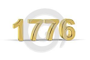 Golden 3d number 1776 - Year 1776 isolated on white background