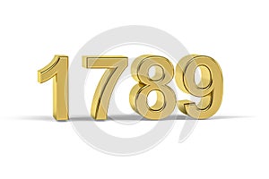 Golden 3d number 1789 - Year 1789 isolated on white background