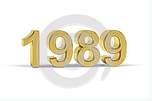 Golden 3d number 1989 - Year 1989 isolated on white background