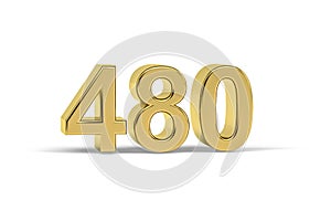 Golden 3d number 480 - Year 480 isolated on white background