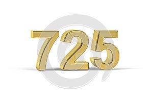 Golden 3d number 725 - Year 725 isolated on white background