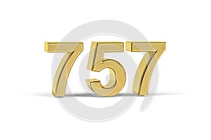 Golden 3d number 757 - Year 757 isolated on white background