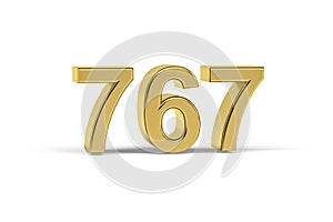 Golden 3d number 767 - Year 767 isolated on white background