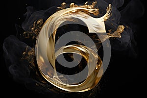 Golden 3D number six. 6 Years Old. Invitation for a sixth birthday party, business anniversary, or any event celebrating