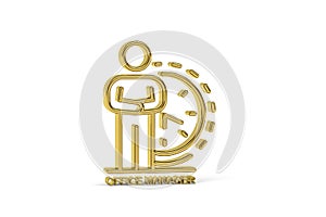 Golden 3d office manager icon isolated on white
