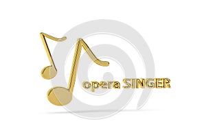 Golden 3d opera singer icon isolated on white background