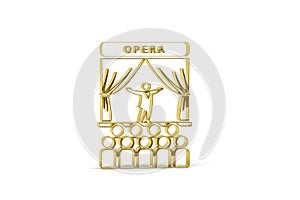 Golden 3d opera singer icon isolated on white background