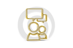 Golden 3d people with tooltip icon isolated on white background