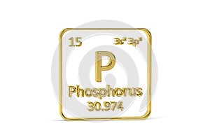 Golden 3D periodic table icon - periodic table element isolated on white background